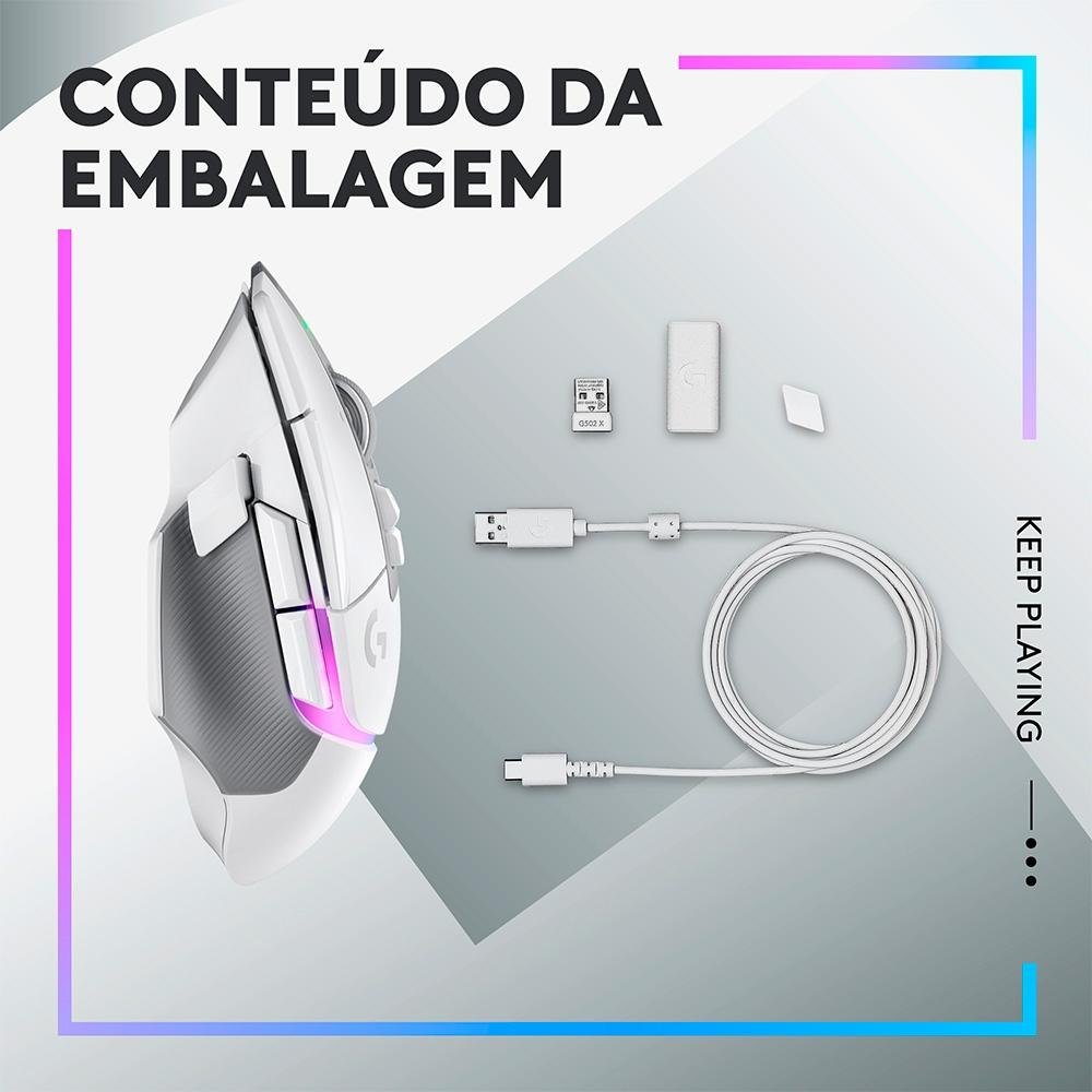 Mouse Gamer Sem Fio ( Balão.info) X Plus, RGB, ( Balão.info) DPI, 13 Botões, Switch, Branco - 910-( Balão.info - foto 7