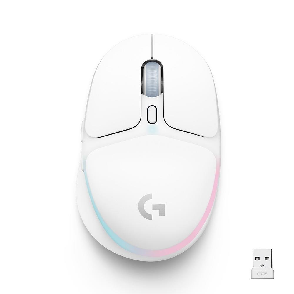 Mouse Gamer Sem Fio ( Balão.info) G705, Coleção Aurora, RGB, Bluetooth, USB, 6 Botões, Branco - 910-( Balão.info - foto 2