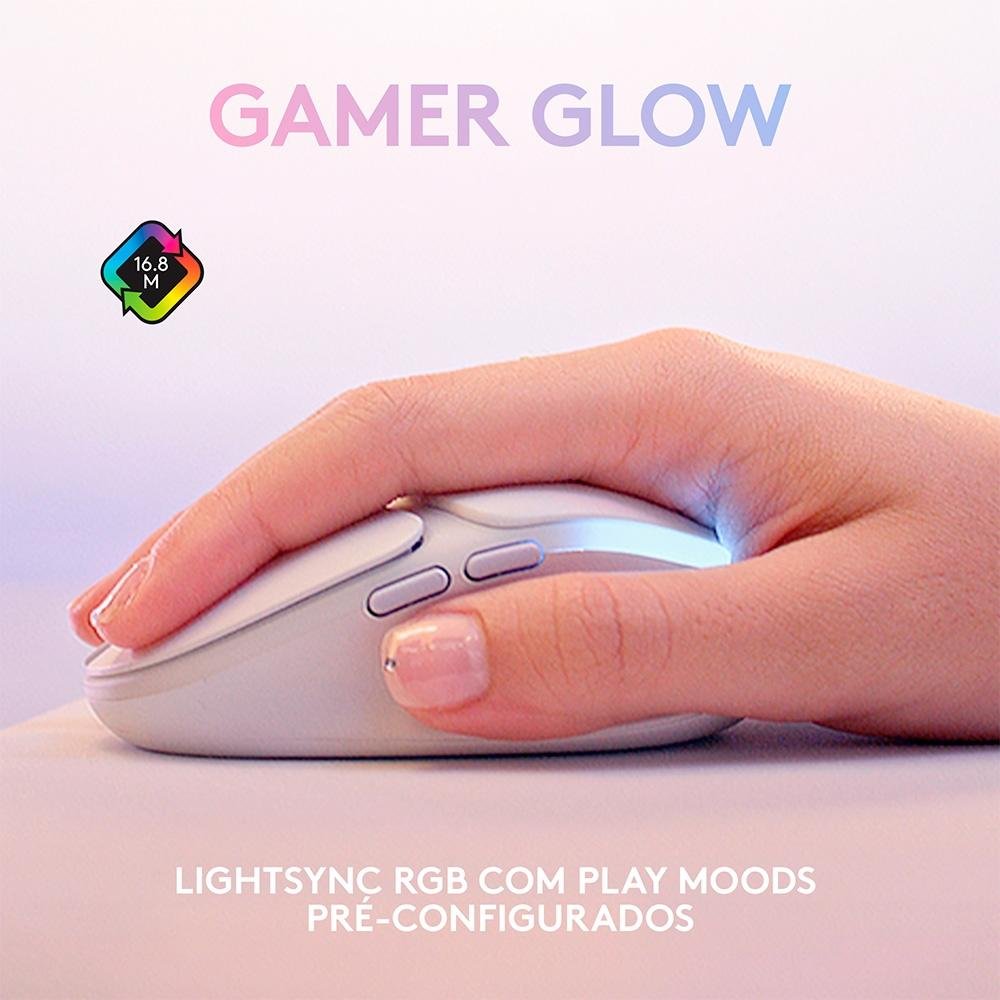 Mouse Gamer Sem Fio ( Balão.info) G705, Coleção Aurora, RGB, Bluetooth, USB, 6 Botões, Branco - 910-( Balão.info - foto 6