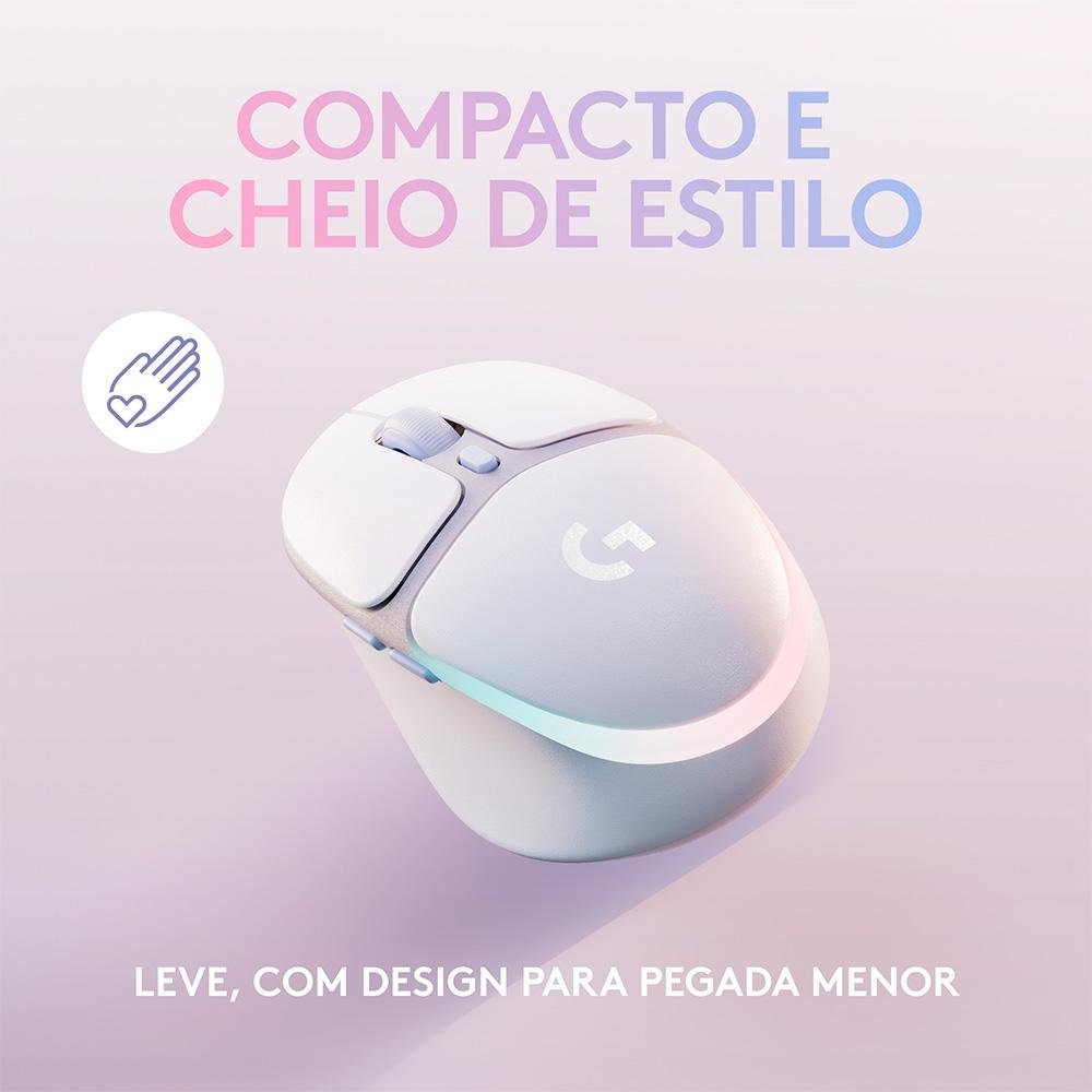 Mouse Gamer Sem Fio Logitech G705, Coleção Aurora, RGB, Bluetooth, USB, 6 Botões, Branco - 910-006366 - view 3