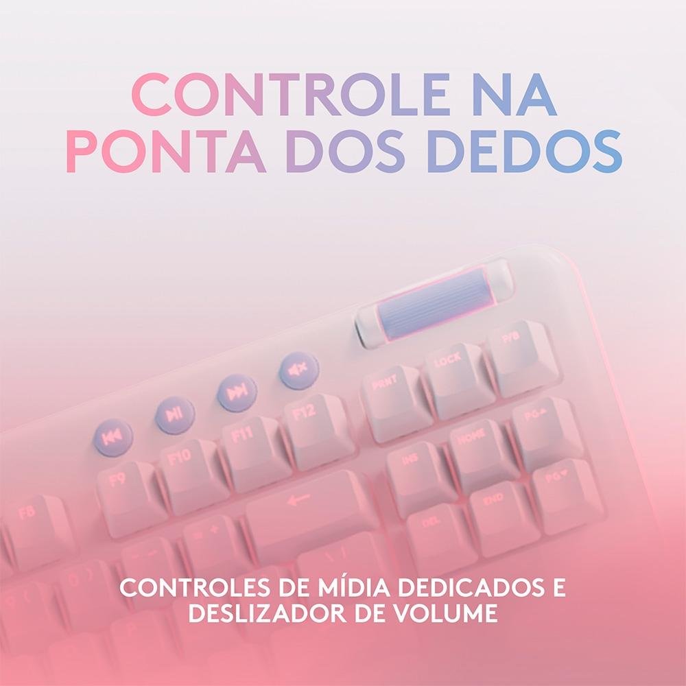 Teclado Mecânico Gamer Logitech G713 Switch GX Brown Tactile, RGB LIGHTSYNC, Apoio para Mãos em Formato de Nuvem, ABNT, Branco - 920-010701