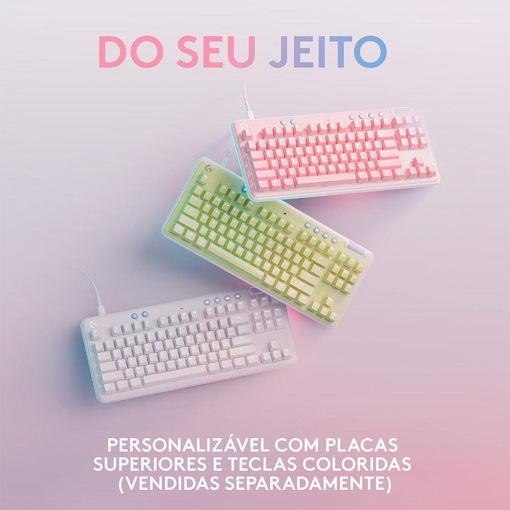 Teclado Mecânico Gamer Logitech G713 Switch GX Brown Tactile, RGB LIGHTSYNC, Apoio para Mãos em Formato de Nuvem, ABNT, Branco - 920-010701