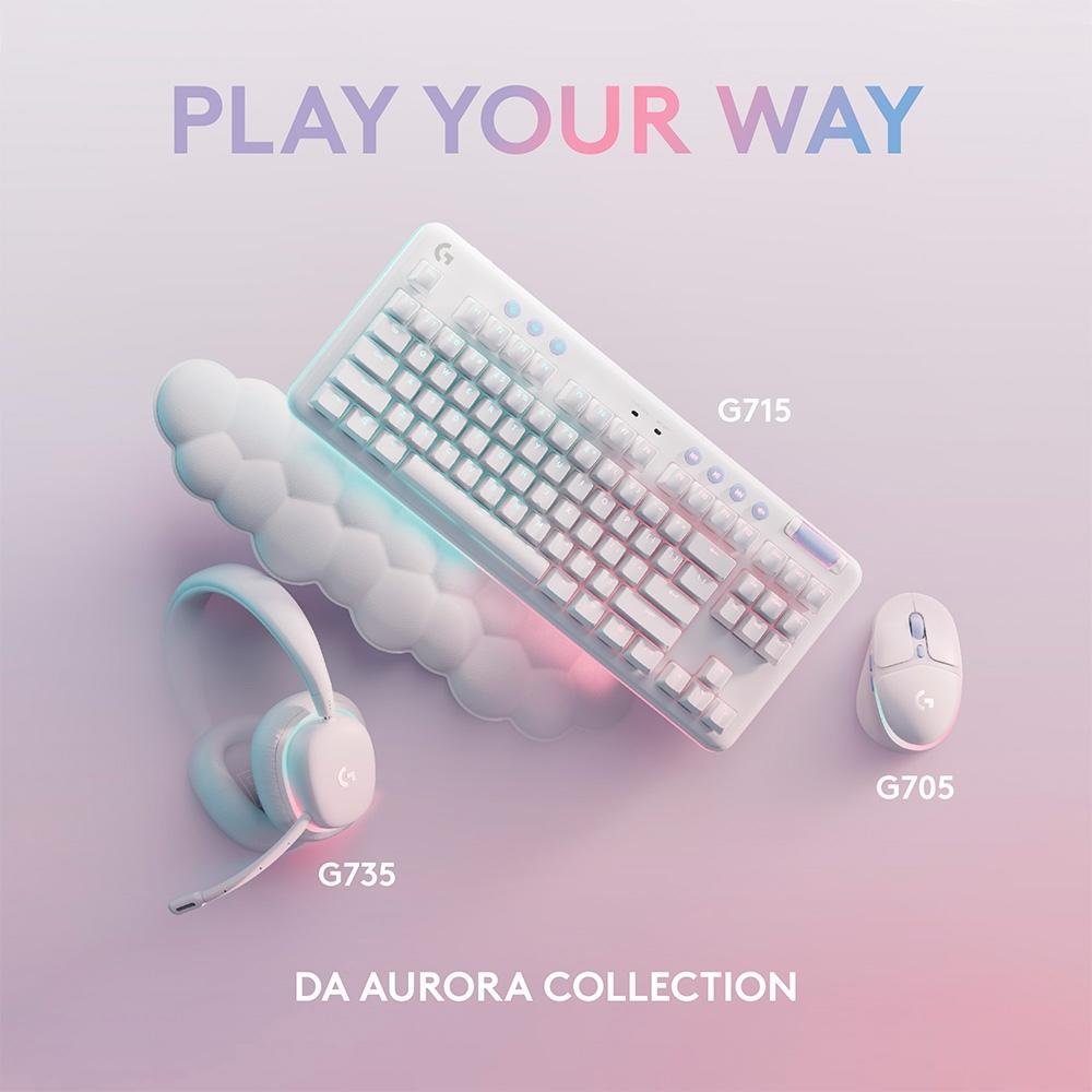 Imagem 8 de 8 do produto Teclado Mecânico Gamer Logitech G713, Coleção Aurora, Switch GX Red Linear, RGB LIGHTSYNC, Layout ABNT2, Apoio para Mãos, Branco - 920-010705