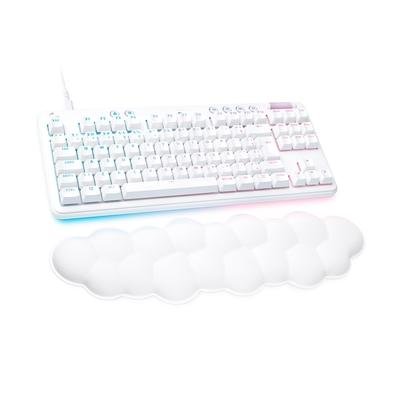 Teclado Mecânico Gamer Logitech G713 ABNT2   Mais personalidade: O design branco do G713; o apoio de mãos em formato de nuvem; o layout compacto do te