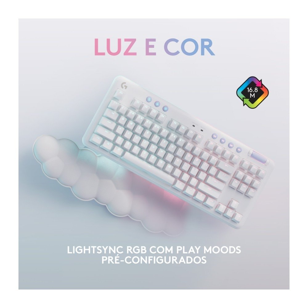 Teclado Mecânico Gamer Sem Fio Logitech G715 LIGHTSPEED Switch GX Brown Tactile, RGB, Layout ABNT, Apoio em Formato de Nuvem - 920-010702 Teclado Mecânico Gamer Sem Fio Logitech G715 LIGHTSPEED Switch GX Brown Tactile, RGB, Layout ABNT, Apoio em Formato de Nuvem - 920-010702