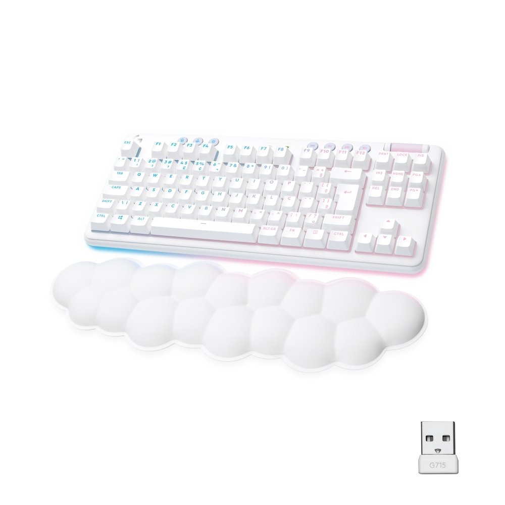Teclado Mecânico Gamer Sem Fio Logitech G715 LIGHTSPEED Switch GX Brown Tactile, RGB, Layout ABNT, Apoio em Formato de Nuvem - 920-010702 Teclado Mecânico Gamer Sem Fio Logitech G715 LIGHTSPEED Switch GX Brown Tactile, RGB, Layout ABNT, Apoio em Formato de Nuvem - 920-010702