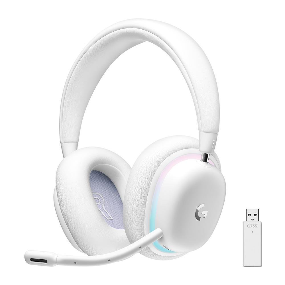 Headset Gamer Sem Fio Logitech G735, Coleção Aurora, RGB, Drivers 40mm, Bluetooth, USB, PC e Mac, Branco - 981-001082 Headset Gamer Sem Fio Logitech G735, Coleção Aurora, RGB, Drivers 40mm, Bluetooth, USB, PC e Mac, Branco - 981-001082