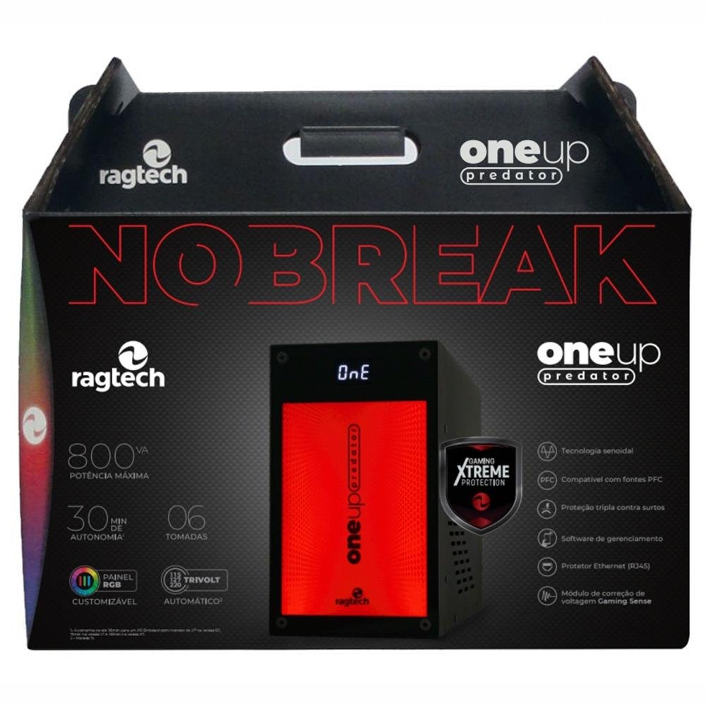 Nobreak Gamer Ragtech One Up ( Balão.info) Senoidal, 800VA, 560W, RGB, Bateria Interna, Entrada Bivolt - 4570 - foto 4