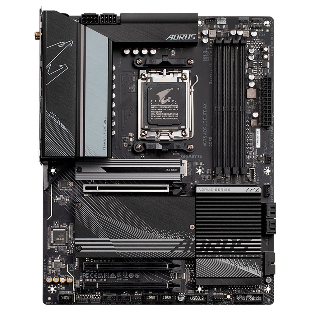 Placa-Mãe Gigabyte X670 Aorus Elite AX, AMD AM5, ATX, DDR5, LED RGB, Bluetooth, Wi-Fi 6E, Preto - X670 Aorus ELITE AX Placa-Mãe Gigabyte X670 Aorus Elite AX, AMD AM5, ATX, DDR5, LED RGB, Bluetooth, Wi-Fi 6E, Preto - X670 Aorus ELITE AX