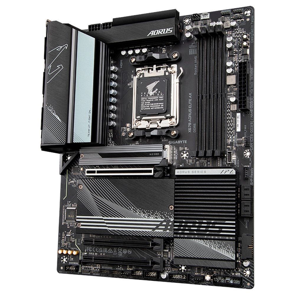 Placa-Mãe Gigabyte X670 Aorus Elite AX, AMD AM5, ATX, DDR5, LED RGB, Bluetooth, Wi-Fi 6E, Preto - X670 Aorus ELITE AX Placa-Mãe Gigabyte X670 Aorus Elite AX, AMD AM5, ATX, DDR5, LED RGB, Bluetooth, Wi-Fi 6E, Preto - X670 Aorus ELITE AX