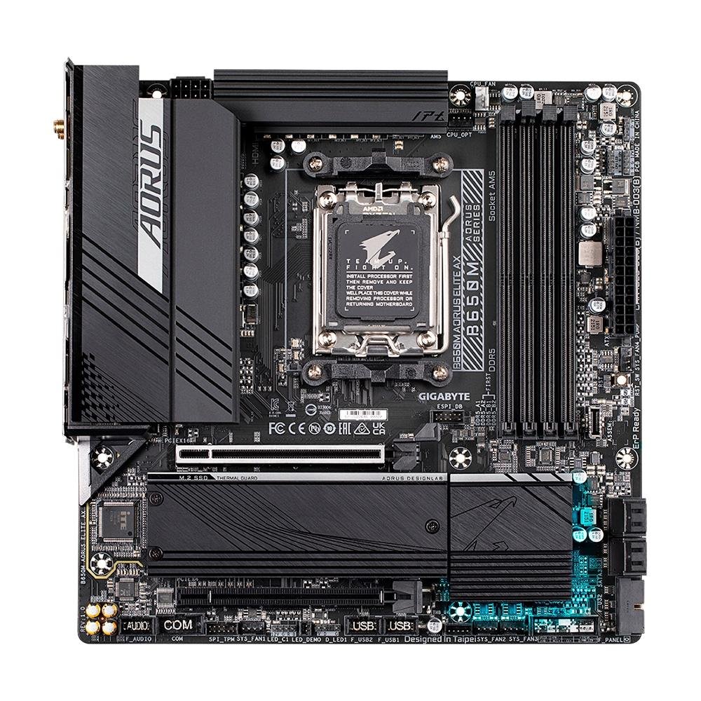 Imagem 2 de 6 do produto Placa-Mãe Gigabyte B650M Aorus Elite AX, AMD,  Micro ATX, DDR5, Wi-Fi, Bluetooth - B650M Aorus ELITE AX