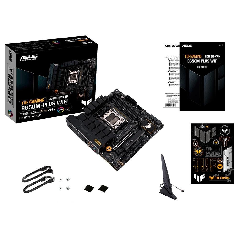 Imagem 9 de 10 do produto Placa-Mãe ASUS TUF Gaming B650M-Plus Wi-Fi, AMD AM5 B650, mATX, DDR5, Wi-Fi, Preto - 90MB1BF0-M0EAY0