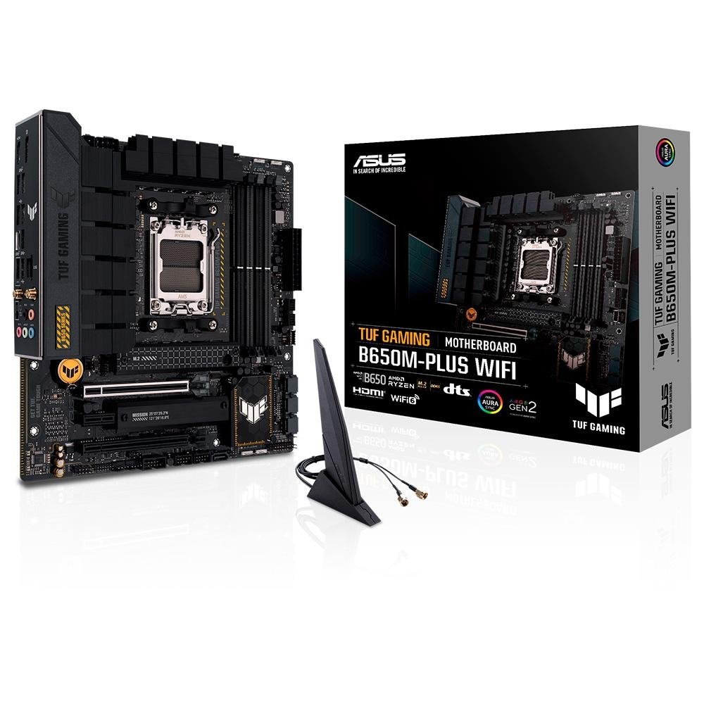 Placa-Mãe ASUS TUF Gaming B650M-Plus Wi-Fi, AMD AM5 B650, mATX, DDR5, Wi-Fi, Preto - 90MB1BF0-M0EAY0 Placa-Mãe ASUS TUF Gaming B650M-Plus Wi-Fi, AMD AM5 B650, mATX, DDR5, Wi-Fi, Preto - 90MB1BF0-M0EAY0
