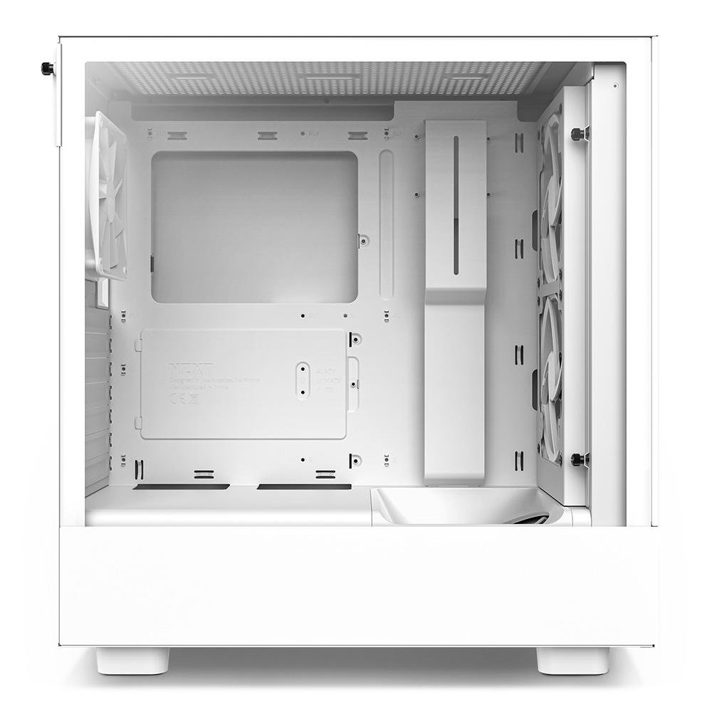 Gabinete NZXT H5 Flow Compact, Mid Tower, ATX, Lateral e Frontal em Vidro Temperado, 2x Cooler Fan, Branco - CC-H51FW-01 Gabinete NZXT H5 Flow Compact, Mid Tower, ATX, Lateral e Frontal em Vidro Temperado, 2x Cooler Fan, Branco - CC-H51FW-01