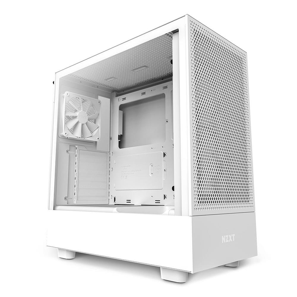 Gabinete NZXT H5 Flow Compact, Mid Tower, ATX, Lateral e Frontal em Vidro Temperado, 2x Cooler Fan, Branco - CC-H51FW-01 Gabinete NZXT H5 Flow Compact, Mid Tower, ATX, Lateral e Frontal em Vidro Temperado, 2x Cooler Fan, Branco - CC-H51FW-01