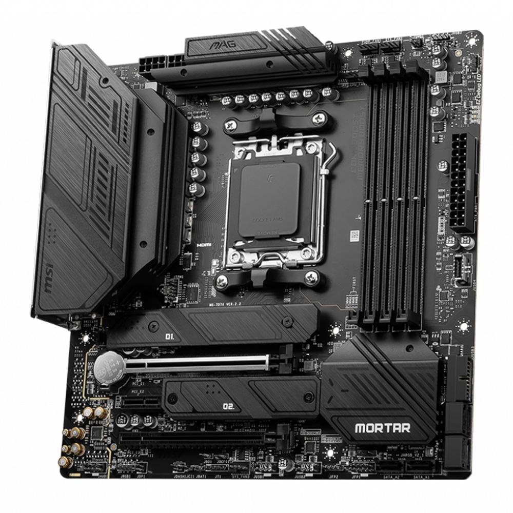 Placa-Mãe B650M MSI MAG Mortar Wi-Fi, AMD AM5, mATX, DDR5, Preto - MAG B650M MORTAR WIFI Placa-Mãe B650M MSI MAG Mortar Wi-Fi, AMD AM5, mATX, DDR5, Preto - MAG B650M MORTAR WIFI
