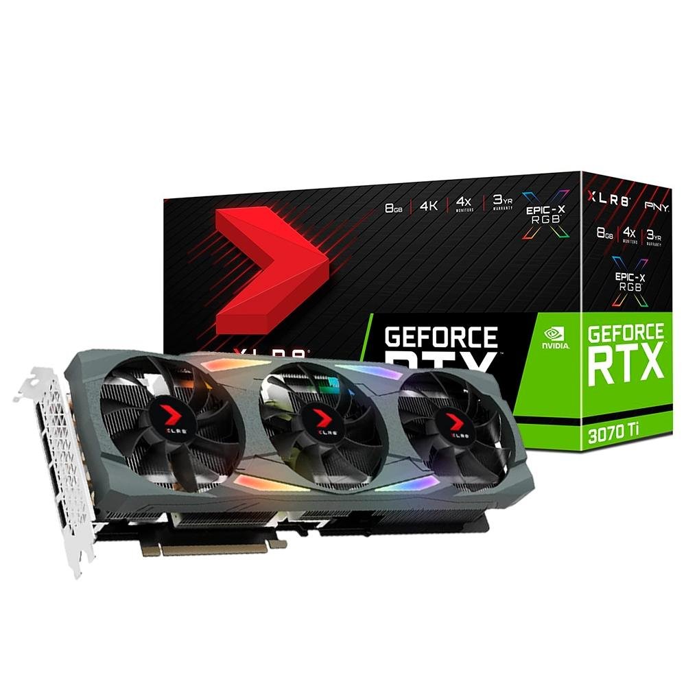 Placa de Vídeo RTX 3070 Ti XLR8 Gaming Uprising EPIC-X PNY NVIDIA GeForce, 8 GB GDDR6X, RGB, DLSS - VCG3070T8TFXMPB1 Placa de Vídeo RTX 3070 Ti XLR8 Gaming Uprising EPIC-X PNY NVIDIA GeForce, 8 GB GDDR6X, RGB, DLSS - VCG3070T8TFXMPB1