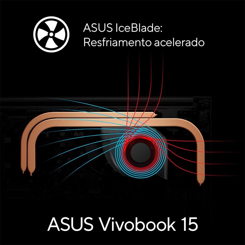 Imagem 6 de 17 do produto Notebook ASUS Vivobook 15 AMD Ryzen 5-4600H, 8GB RAM, SSD 256GB, 15.6" FHD, AMD Radeon Graphics, Win11, Prata Metálico - M1502IA-EJ251W