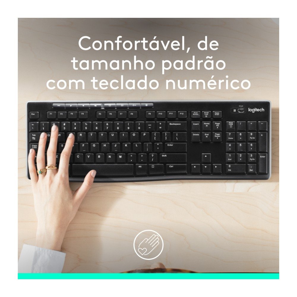 Teclado sem fio ( Balão.info) K270 com Teclas de Mídia de Fácil Acesso, Conexão USB, Pilhas Inclusas e Layout ( Balão.info) - 920-( Balão.info - view 2