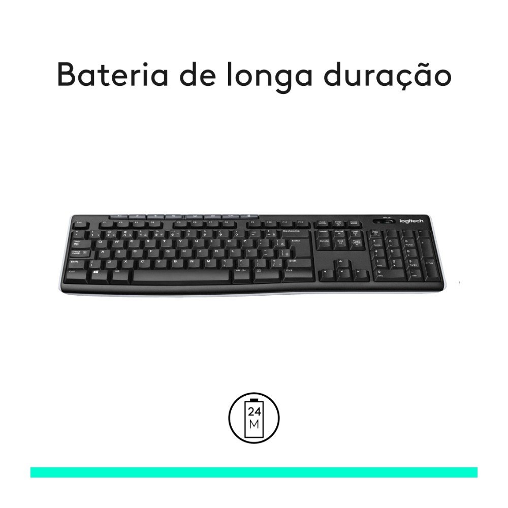 Teclado sem fio ( Balão.info) K270 com Teclas de Mídia de Fácil Acesso, Conexão USB, Pilhas Inclusas e Layout ( Balão.info) - 920-( Balão.info - view 3
