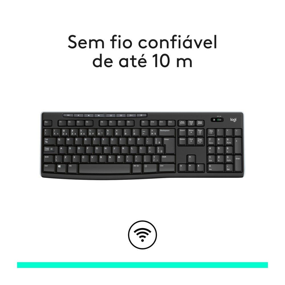 Teclado sem fio ( Balão.info) K270 com Teclas de Mídia de Fácil Acesso, Conexão USB, Pilhas Inclusas e Layout ( Balão.info) - 920-( Balão.info - view 4