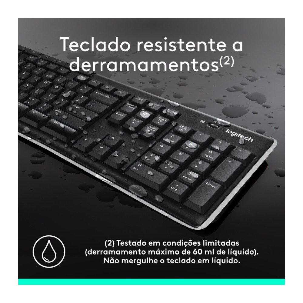 Teclado sem fio ( Balão.info) K270 com Teclas de Mídia de Fácil Acesso, Conexão USB, Pilhas Inclusas e Layout ( Balão.info) - 920-( Balão.info - view 6