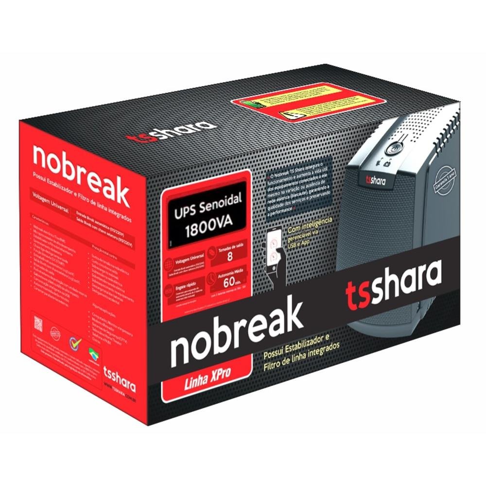 Nobreak UPS TS Shara XPro Senoidal Universal, 1800VA, Bivolt, Senoidal Pura, 2 Baterias Internas, 8 Tomadas, ABS, Preto - 4539 - view 7