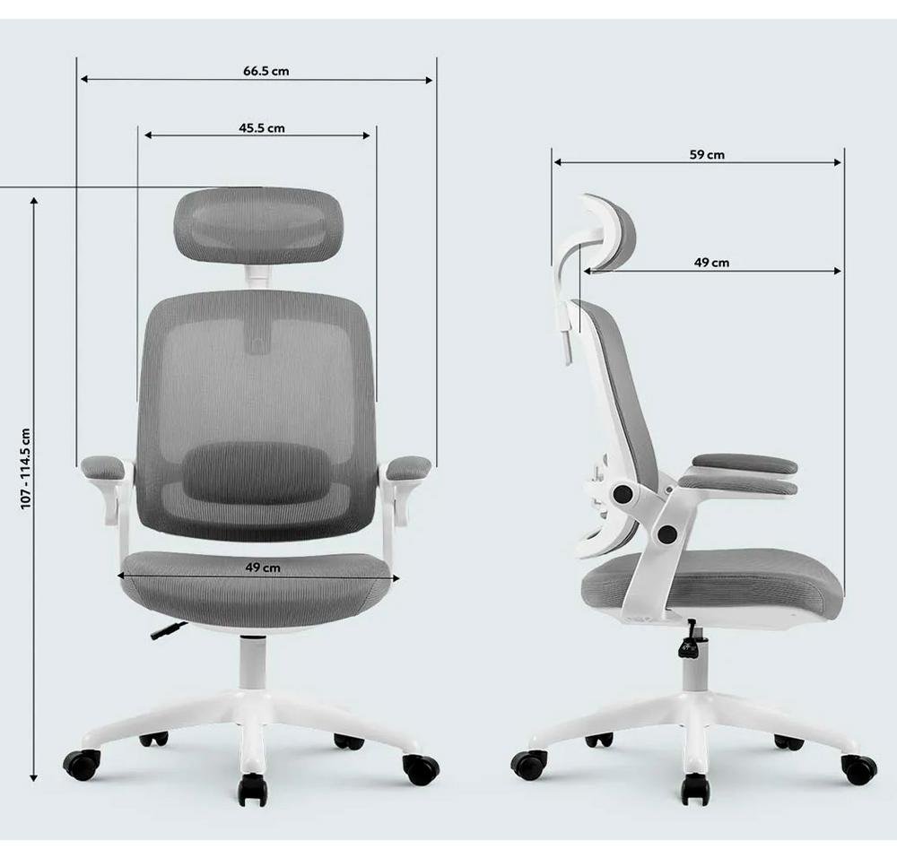 Cadeira Office Elements Astra Cinza e Branco, Ajuste de Inclinação Automático, Cilindro de Gás Classe 4 - WFFLG67335L0122 - view 6