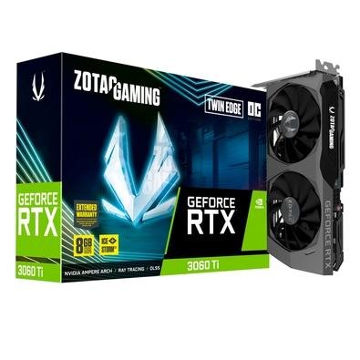 RTX 3060 Ti Twin Edge OC ZOTAC Gaming GeForce, 8 GB GDDR6, LHR, LED Branco,  Ray Tracing - ZT-A30610H-10MLHR