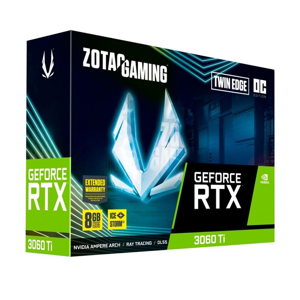 Imagem 8 de 8 do produto Placa de Vídeo RTX 3060 Ti Twin Edge OC ZOTAC Gaming GeForce, 8 GB GDDR6, LHR, LED Branco,  Ray Tracing - ZT-A30610H-10MLHR
