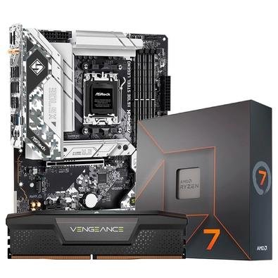 Ryzen7 7700 DDR5 16GBx2 SSD1TB セット Kit Processador AMD Ryzen 7 7700X + Placa-Mãe Asrock X670E