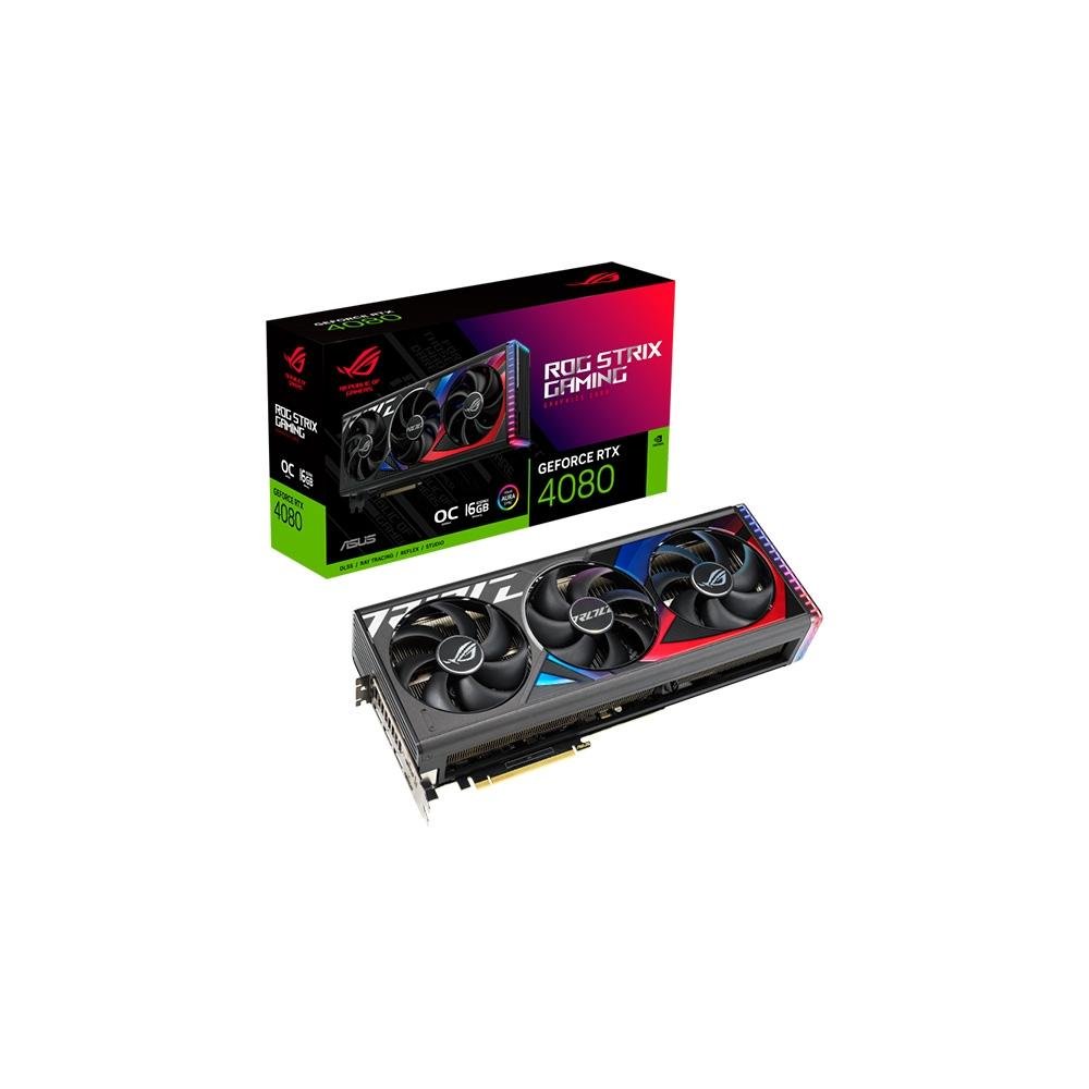Imagem 2 de 13 do produto Placa de Vídeo RTX 4080 Edition Asus ROG Strix NVIDIA GeForce,16 GB GDDR6X, ARGB, DLSS, Ray Tracing - ROG-STRIX-RTX4080-O16G-GAMING