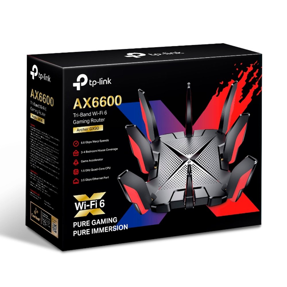 Roteador Gamer TP-Link Archer GX90, AX6579Mbps, WiFi 6, Tri-Band, 8 Antenas - ARCHER GX90 Roteador Gamer TP-Link Archer GX90, AX6579Mbps, WiFi 6, Tri-Band, 8 Antenas - ARCHER GX90