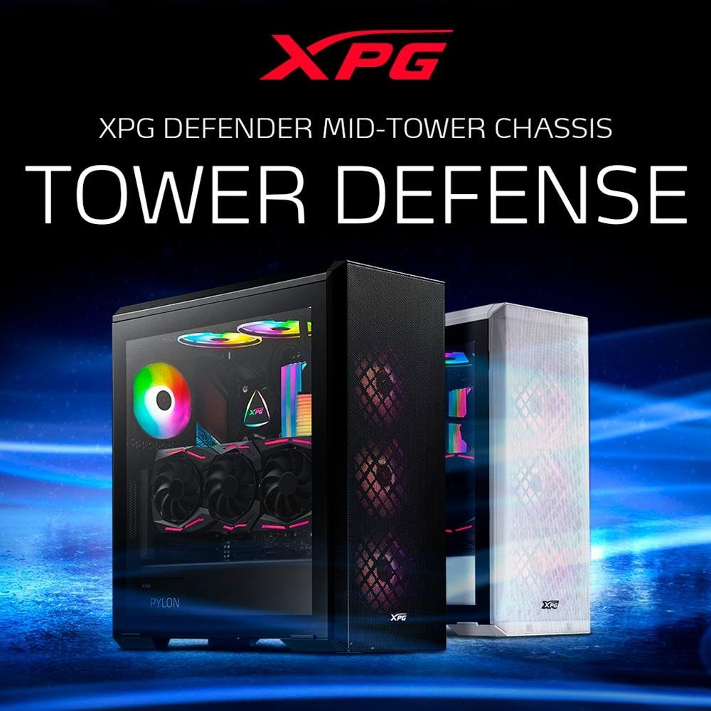 Gabinete Gamer XPG Defender, Mid Tower, E-ATX, Painel e Lateral em Vidro Temperado, 3x Cooler Fan, Preto - 75260192 Gabinete Gamer XPG Defender, Mid Tower, E-ATX, Painel e Lateral em Vidro Temperado, 3x Cooler Fan, Preto - 75260192