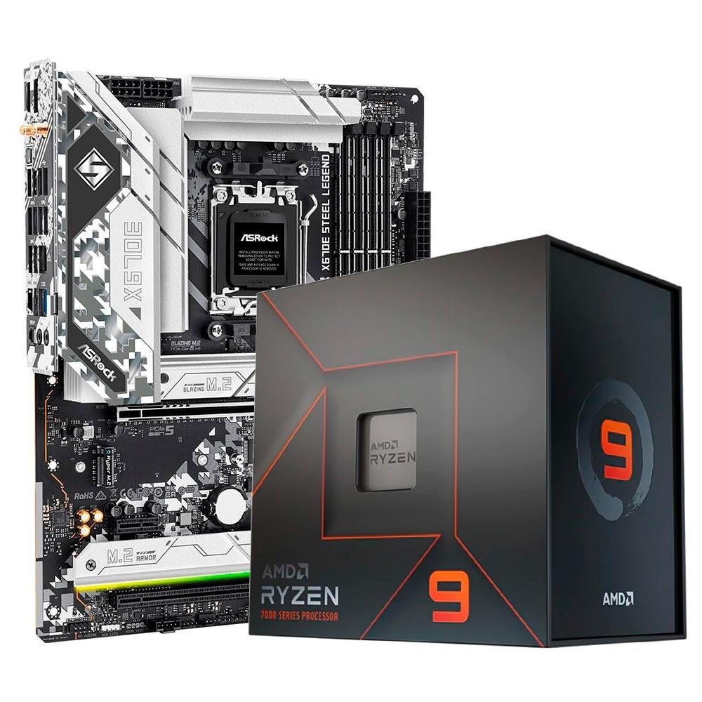 Kit Processador AMD Ryzen 9 7950X AM5 + Placa-Mãe Asrock
