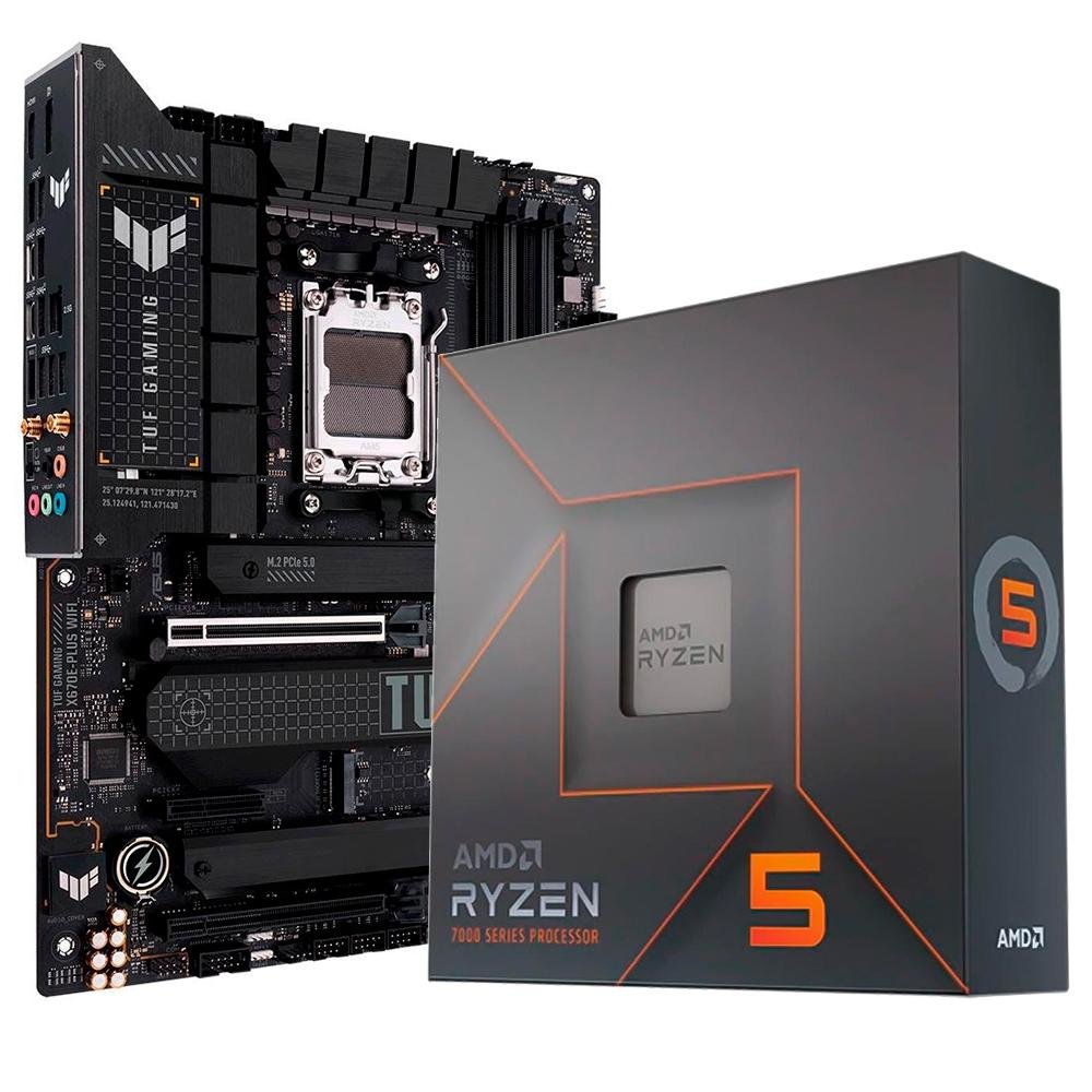 Kit Processador AMD Ryzen 5 7600X AM5 + Placa-Mãe Asus TUF Gaming