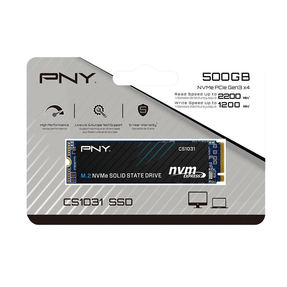 SSD PNY CS1031, 500GB, M.2 2280 PCIe Gen3x4, NVMe 1.4, Leitura: 2200 MB/s e Gravação: 1200 MB/s, Preto - M280CS1031-500-CL SSD PNY CS1031, 500GB, M.2 2280 PCIe Gen3x4, NVMe 1.4, Leitura: 2200 MB/s e Gravação: 1200 MB/s, Preto - M280CS1031-500-CL