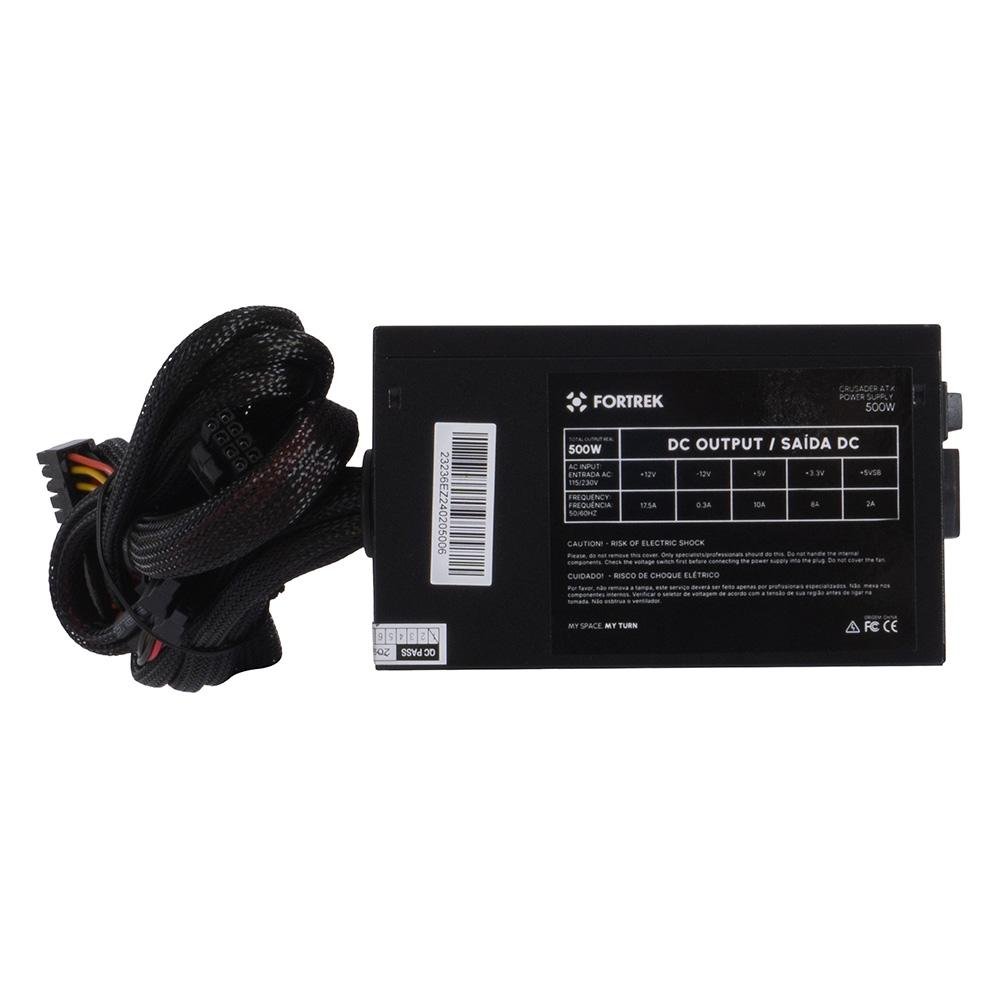 Imagem 5 de 7 do produto Fonte Gamer Fortrek ATX Crusader, 500W, Sem Cabo, Preto - 76955