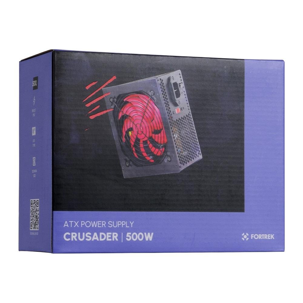 Imagem 6 de 7 do produto Fonte Gamer Fortrek ATX Crusader, 500W, Sem Cabo, Preto - 76955