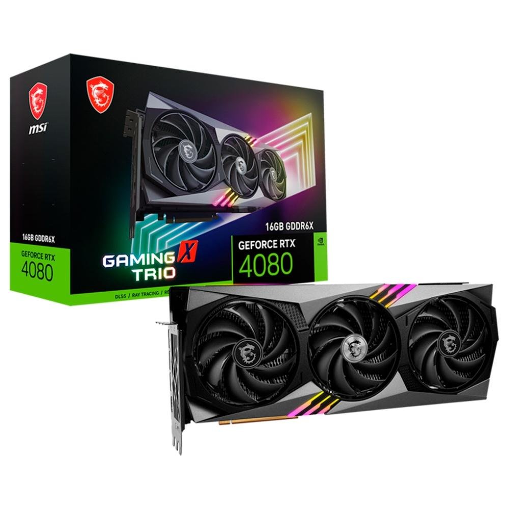 Placa de Vídeo RTX 4080 Gaming X Trio MSI NVIDIA GeForce Placa de Vídeo RTX 4080 Gaming X Trio MSI NVIDIA GeForce