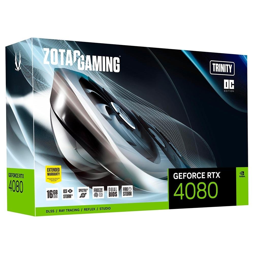 Imagem 8 de 8 do produto Placa de Vídeo RTX 4080 Trinity OC ZOTAC GeForce, 16 GB GDDR6X, DLSS, Ray Tracing - ZT-D40810J-10P