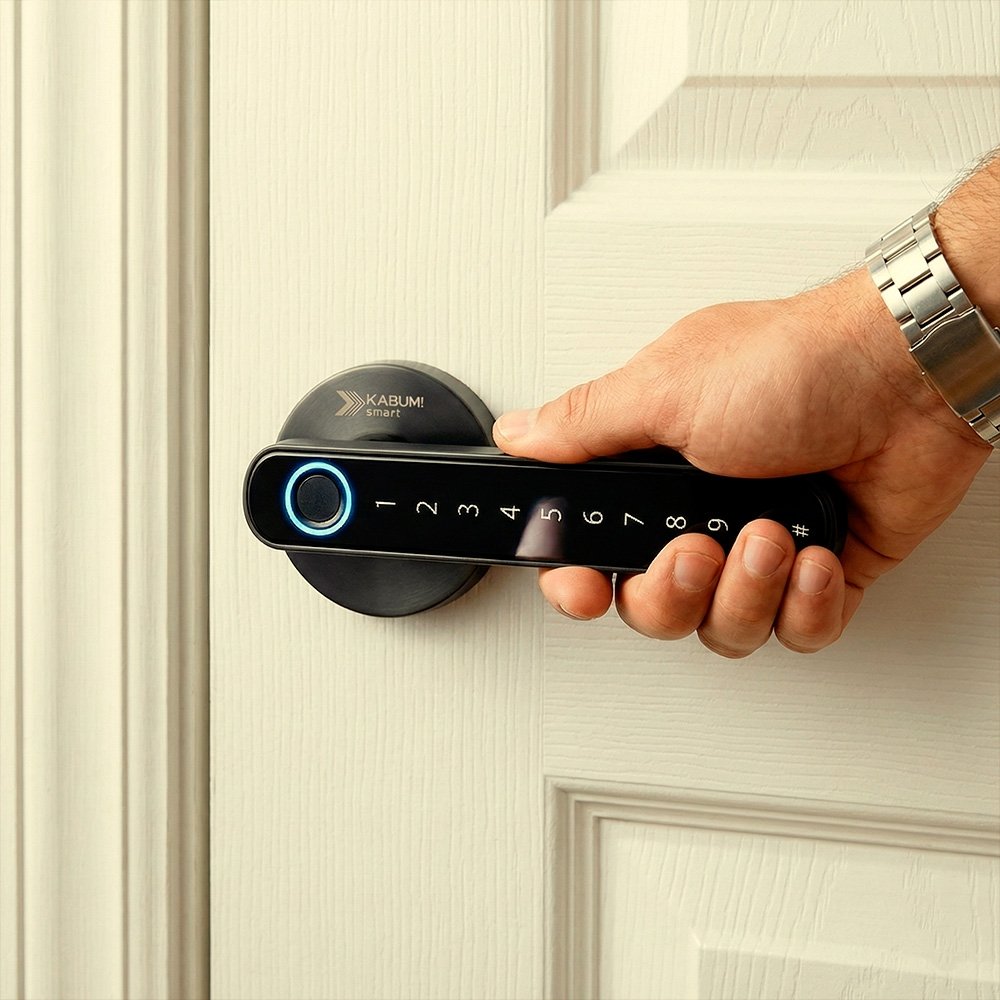 Imagem 5 de 5 do produto Fechadura Digital KABUM! smart Slim, Cinza, Biometria, Controle via app, Senha numérica - KSFD100CZ