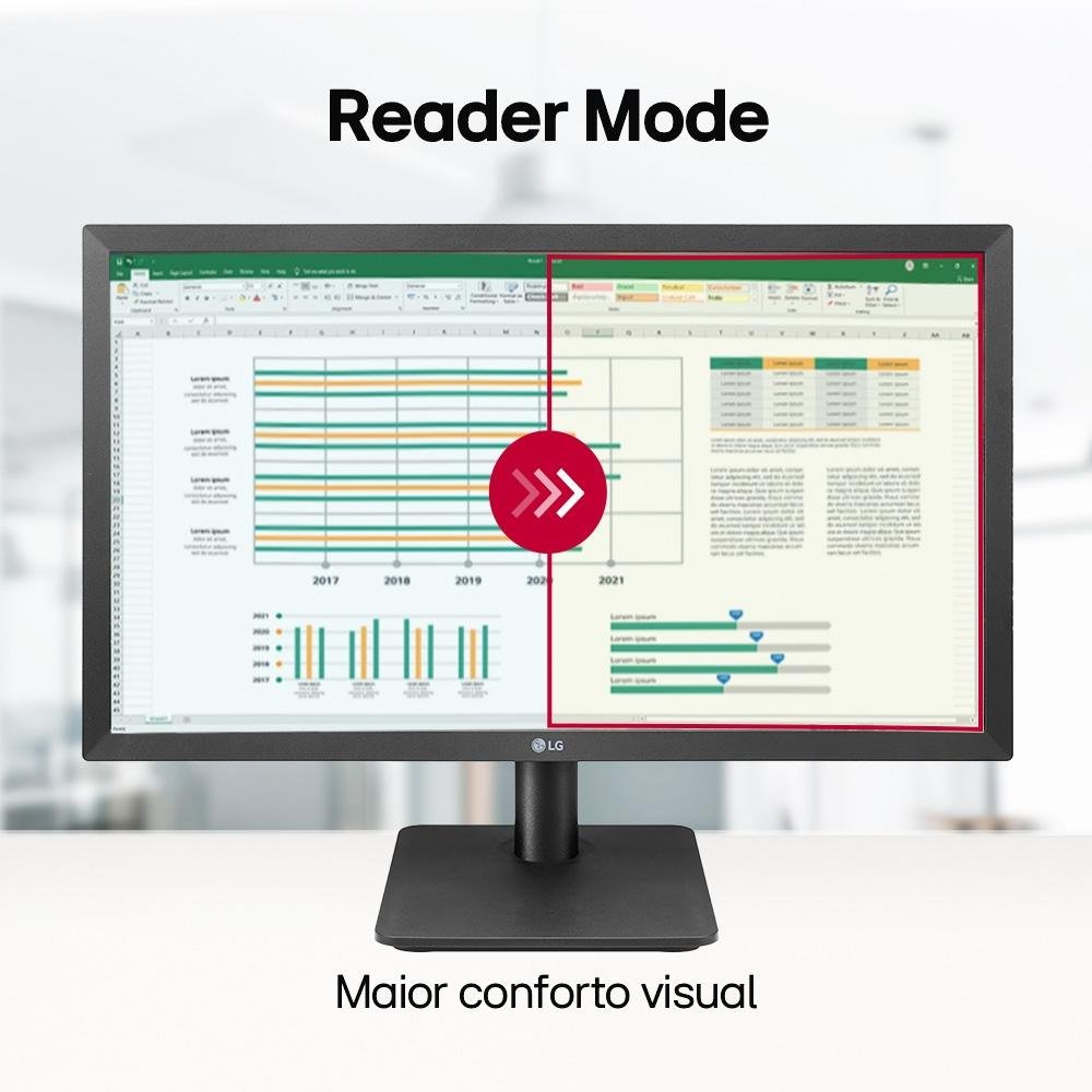 Monitor LG 21,5", FHD, 75Hz, 5ms, VA, HDMI e VGA, FreeSync, Ajuste de Inclinação - 22MP410-B