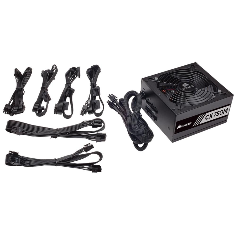 Imagem 9 de 9 do produto Fonte Corsair CX750M, 750W, 80 Plus Bronze, Semi Modular, PFC Ativo, Sem Cabo, Preto - CP-9020061