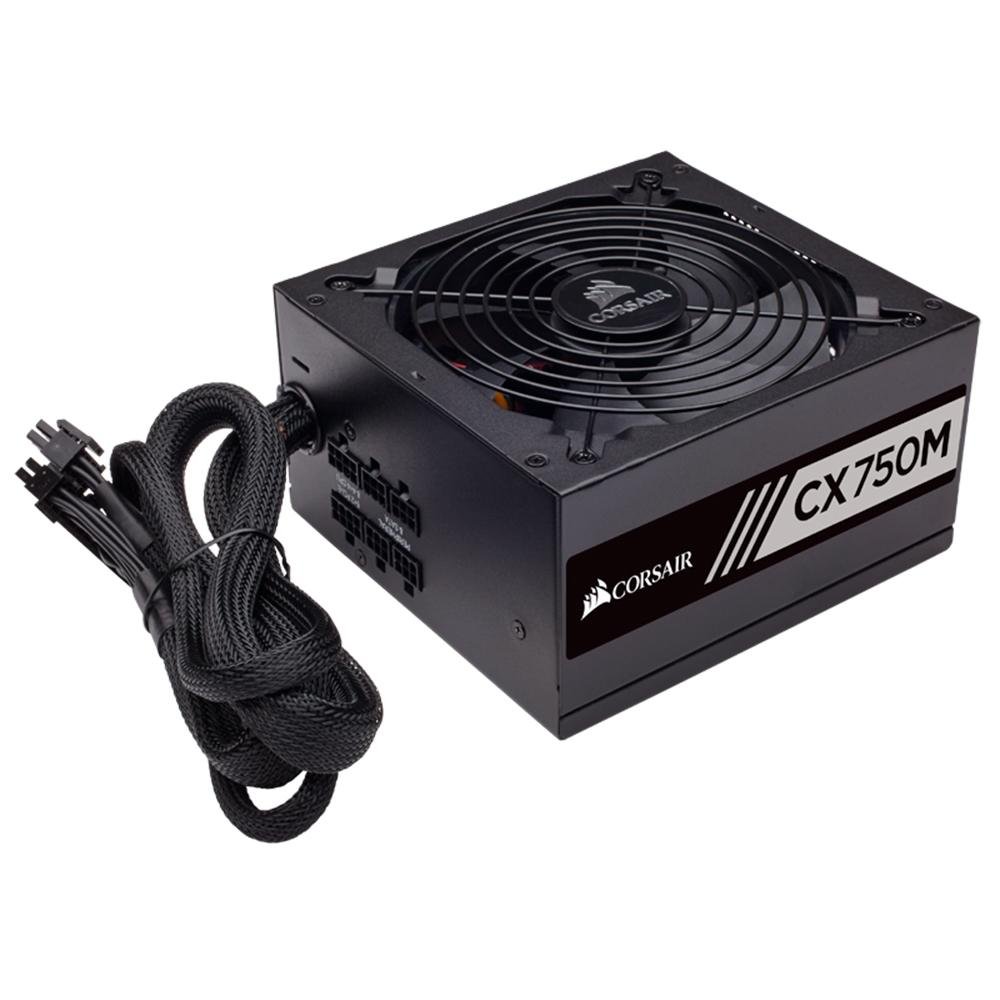 Imagem 4 de 9 do produto Fonte Corsair CX750M, 750W, 80 Plus Bronze, Semi Modular, PFC Ativo, Sem Cabo, Preto - CP-9020061