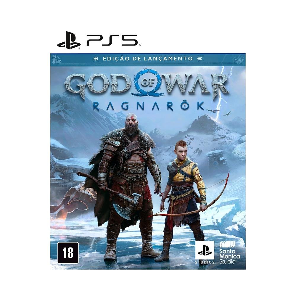 Console Sony Playstation 5, SSD 825GB, Controle sem fio DualSense, Com Mídia Física + God of War Ragnarök, Branco Console Sony Playstation 5, SSD 825GB, Controle sem fio DualSense, Com Mídia Física + God of War Ragnarök, Branco