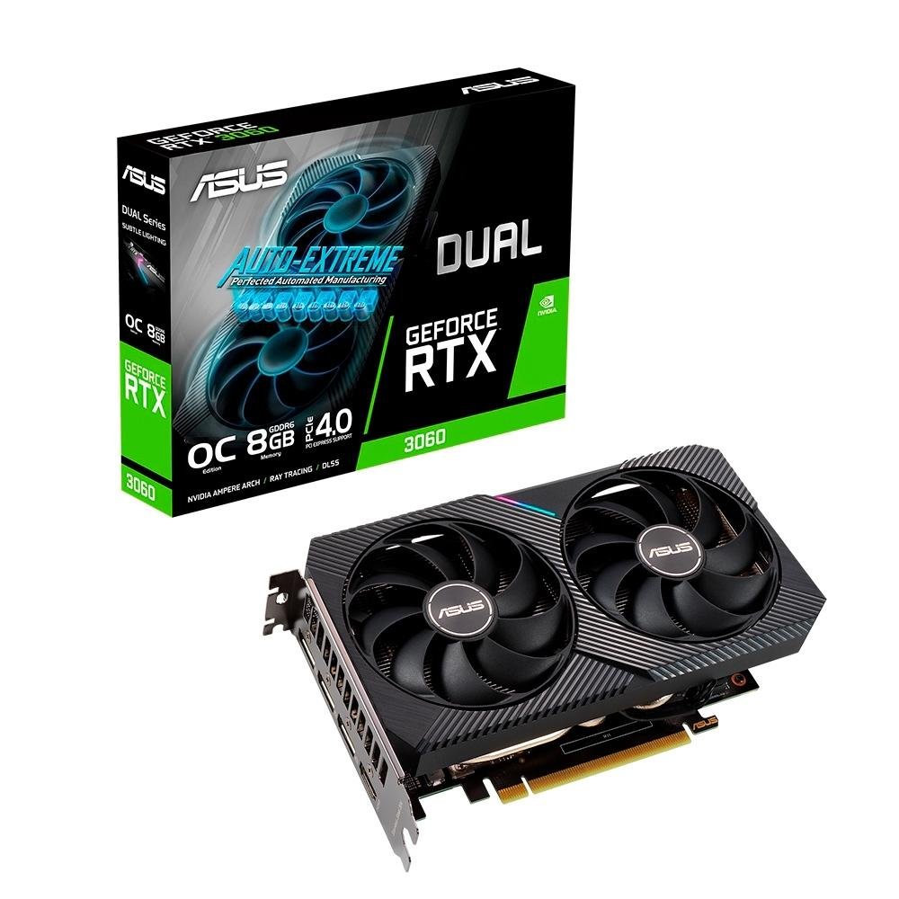 Placa de Vídeo RTX 3060 OC Edition Asus Dual GeForce, 8 GB GDDR6, DLSS, Ray Tracing - DUAL-RTX3060-O8G