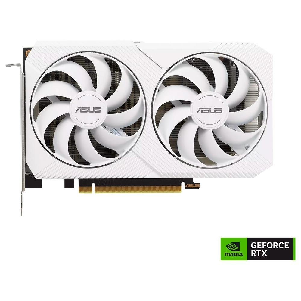 Placa de Vídeo RTX 3060 White OC Edition Asus NVIDIA Dual GeForce, 8 GB GDDR6, DLSS, Ray Tracing - DUAL-RTX3060-O8G-WHITE Placa de Vídeo RTX 3060 White OC Edition Asus NVIDIA Dual GeForce, 8 GB GDDR6, DLSS, Ray Tracing - DUAL-RTX3060-O8G-WHITE