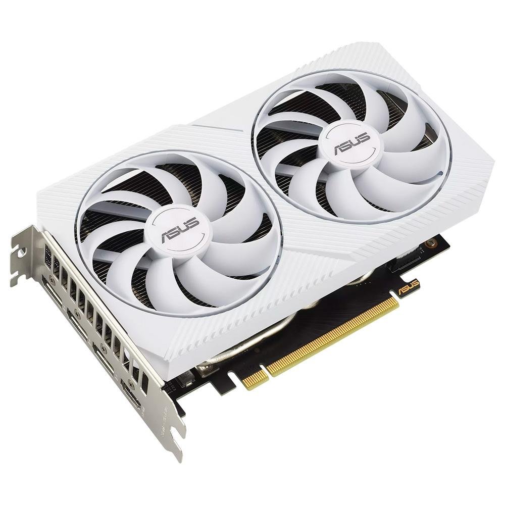 Placa de Vídeo RTX 3060 White OC Edition Asus NVIDIA Dual GeForce, 8 GB GDDR6, DLSS, Ray Tracing - DUAL-RTX3060-O8G-WHITE Placa de Vídeo RTX 3060 White OC Edition Asus NVIDIA Dual GeForce, 8 GB GDDR6, DLSS, Ray Tracing - DUAL-RTX3060-O8G-WHITE