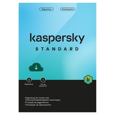Kaspersky Antivírus Standard  3 Dispositivos 1 Ano, Digital para Download - KL1041KDCFS